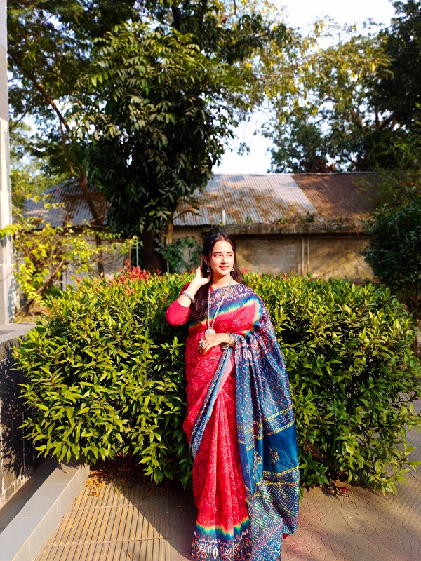 Digital Print Sharee with Blouse Piece - Image 10