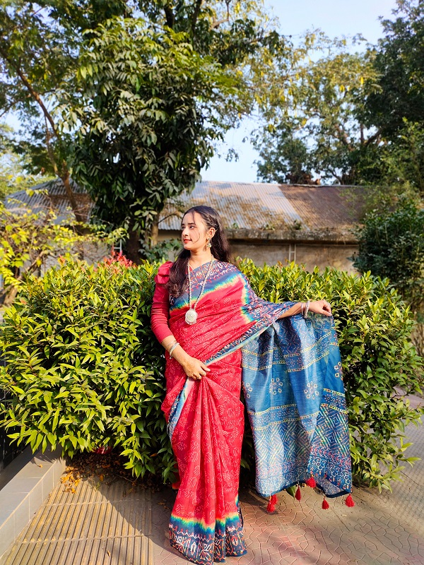 Digital Print Sharee with Blouse Piece - Image 5