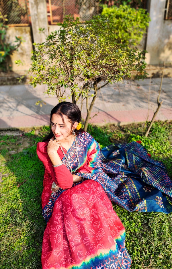 Digital Print Sharee with Blouse Piece - Image 7