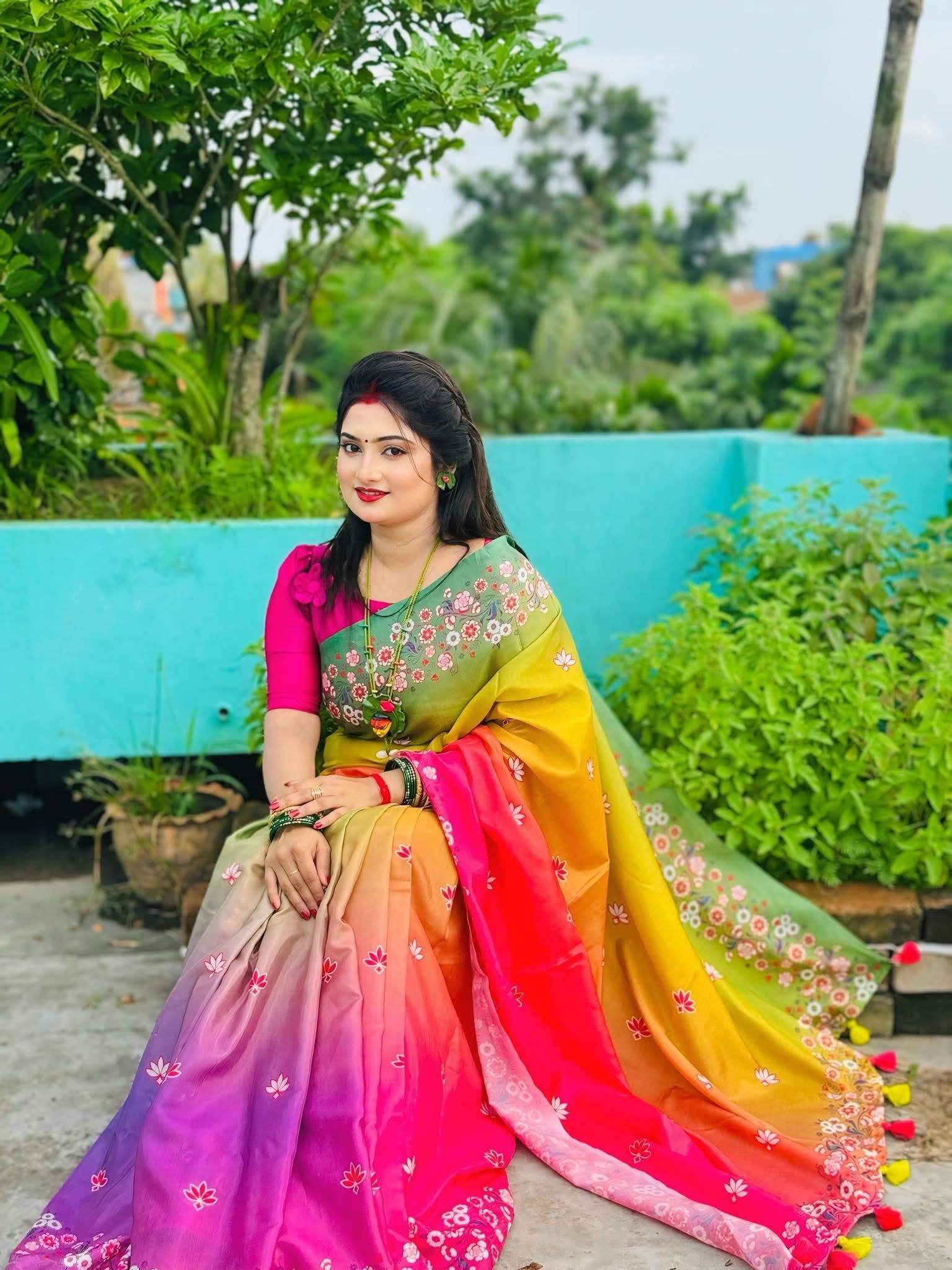 Stylish cotton share with blause pcs