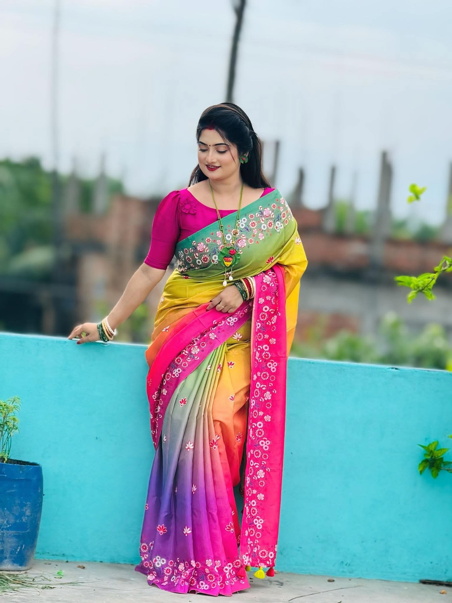 Stylish cotton share with blause pcs - Image 4