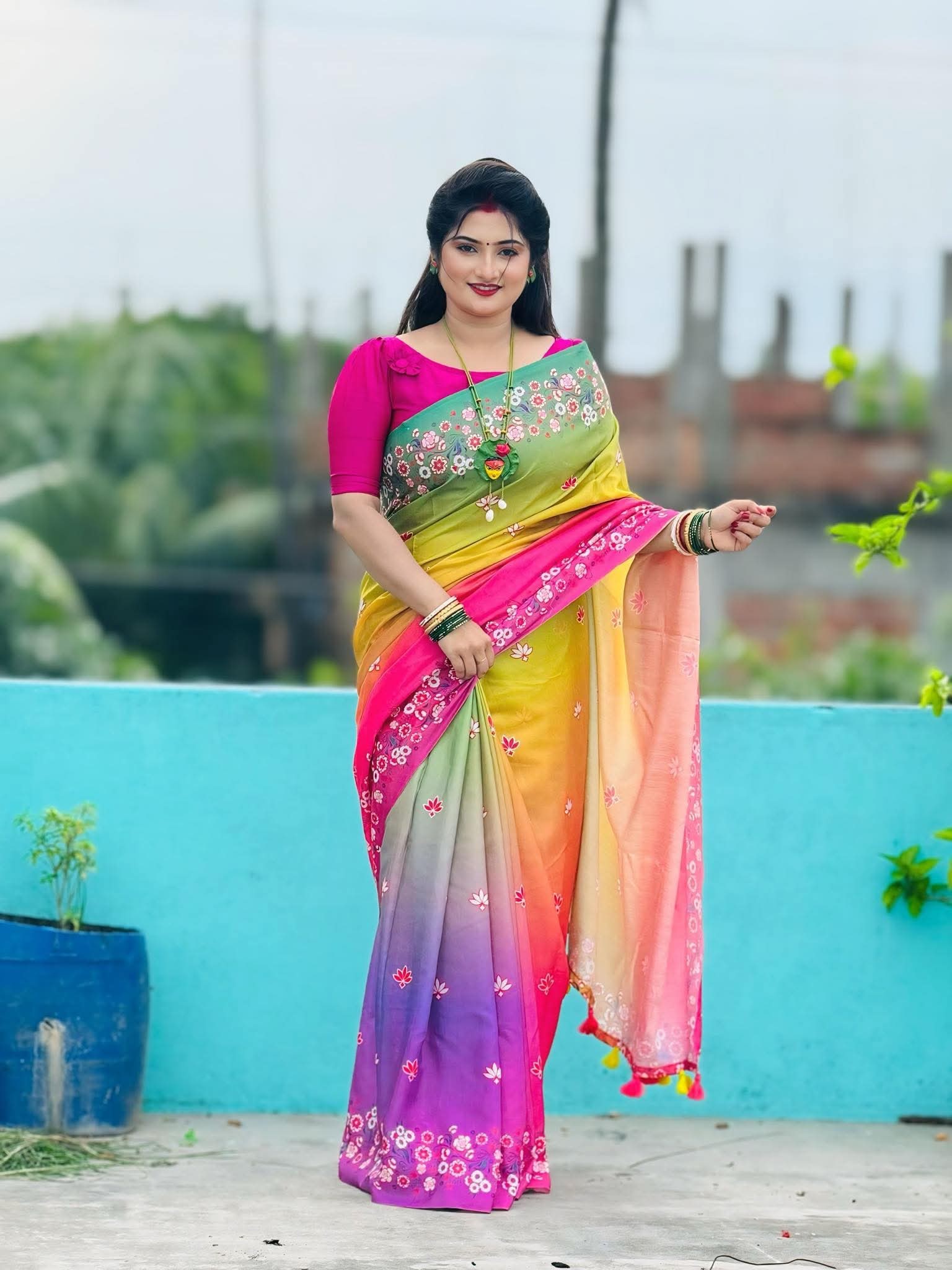 Stylish cotton share with blause pcs - Image 3