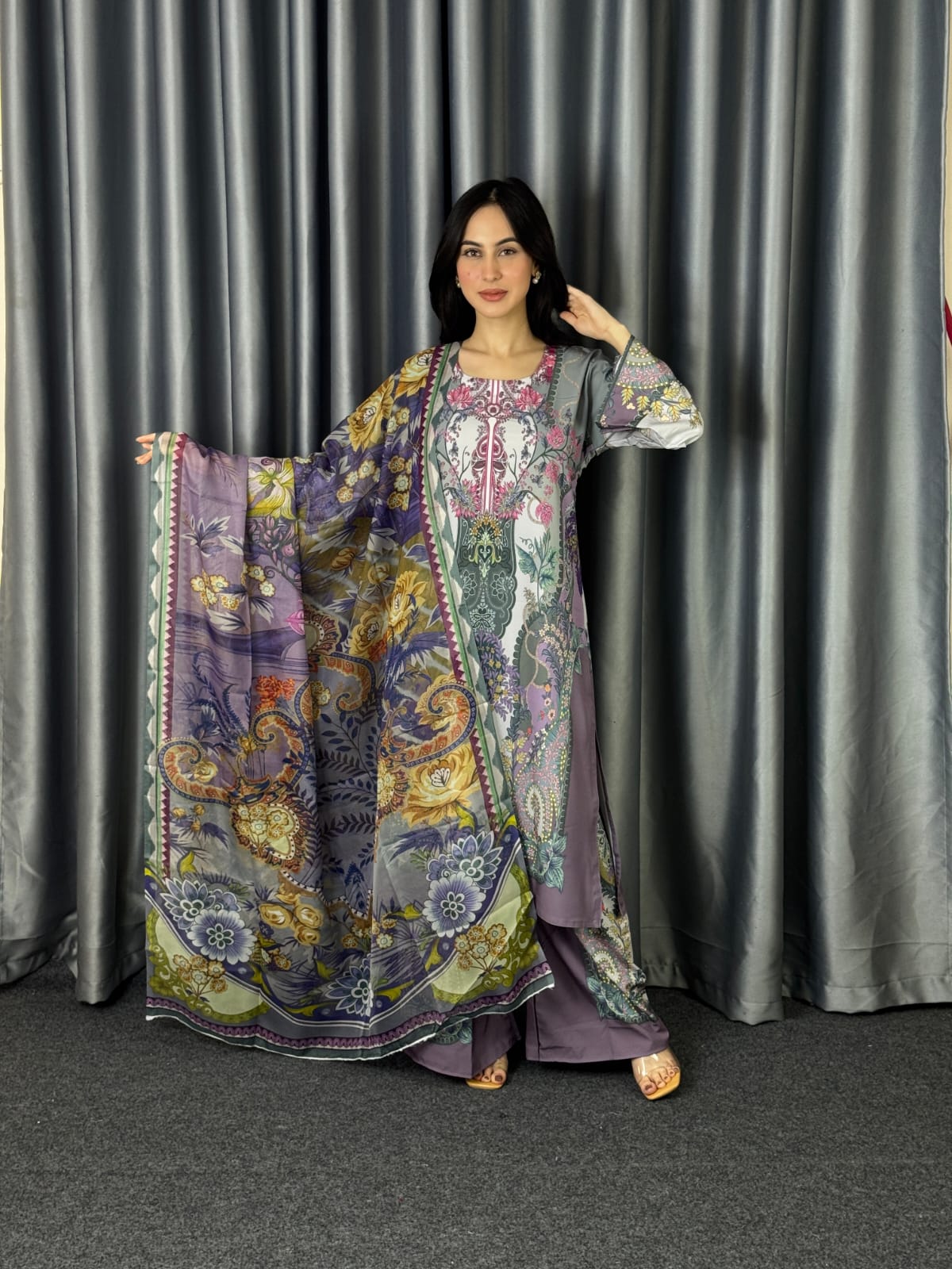 Digital Print Three Piece – Dubai Silk Edition - Image 2