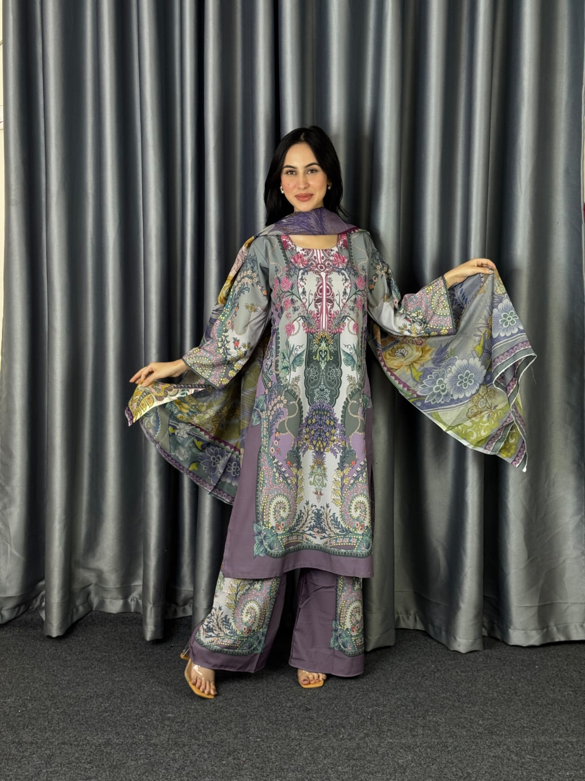 Digital Print Three Piece – Dubai Silk Edition
