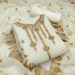 এমব্রয়ডারি জর্জেট থ্রি পিস সেমি স্টিচ